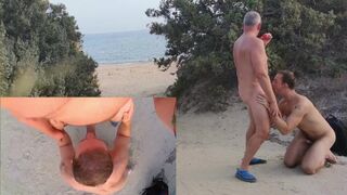 Elder dude Inhale Joy and Spunk on Public Beach - First-timer Elderly Junior