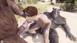 Naughty Life / Stud Gets 2 Yam-sized Hairy Hard-on (Gang)