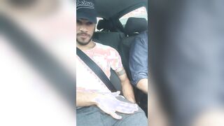 Paying the uber driver!