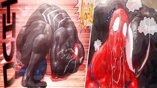 Spiderman Spunk Inflation - Spiderman X Venom Stomach inflation Manga porn