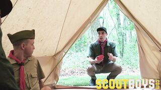 ScoutBoys Red-hot scout Mike Brink barebacks boyfriend in front of scoutmaster