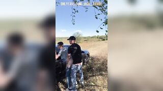 Hetero man humped eighteen yr aged college girl outdoor by van and both jizm