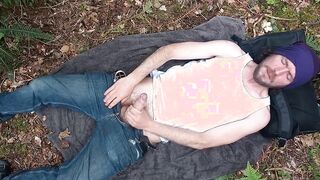 Toying with my man-meat in the park gets me rock-hard and makes me jizm