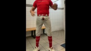 Buff DILFJockDad87 Edges in the Locker Apartment in Baseball Gear