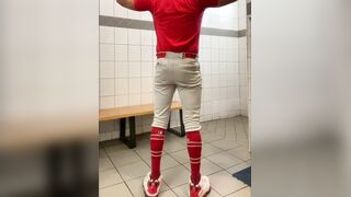 Buff DILFJockDad87 Edges in the Locker Apartment in Baseball Gear