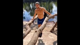 Super-fucking-hot jock caught working out by a sea
