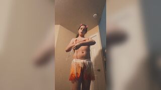 Devil Slayer femboy peels off his bathing suit for you