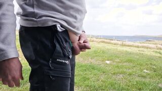 Peeing In Public. Getting My Man-meat Out By The Picnic Field On The Beach And Taking A Pee.