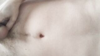 Watch me get nude, get stiff, jack, self feetjob, precum and cumplay, to end in a humungous cum shot!