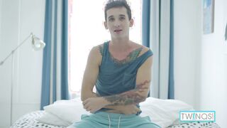 Inked Brown-haired Noah A Plunges A Ginormous Fake penis In His Culo Crevice!