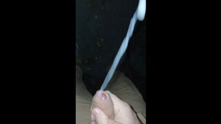 The most intense cum shot at night on the street