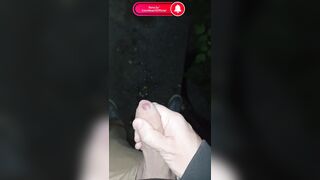 The most intense cum shot at night on the street