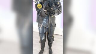 Breath have fun in strong condom Viking drysuit dry diving suit, spandex gasmask, neoprene spandex hood