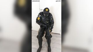 Breath have fun in strong condom Viking drysuit dry diving suit, spandex gasmask, neoprene spandex hood