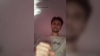 Warm Hetero School stud strokes off his fat cut jizz-shotgun