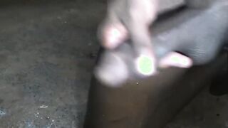 AMPLE MAN SAUSAGE DARK-HUED URINATING AND SPLASHING