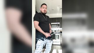 Milking my monstrous Latin pipe after work.