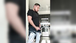 Milking my monstrous Latin pipe after work.