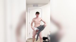 Dangled Twink Unveils Immense Beef whistle Under Gray Sweatpants