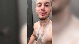 Caressing my manmeat in the gym douche.