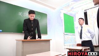 Hiroya Instructs Shomei An 3 way Sans a condom Lesson