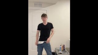 Suspended Platinum-blonde Lad Peels off Down To Tighty Whities And Demonstrates Ample Lollipop