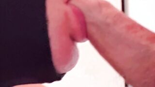 While I’m sucking him at the gloryhole, his thoughts drift to his wifey. But his figure takes over – an