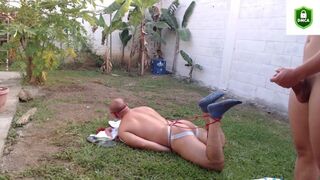 Red-hot bondage & discipline sesion boning this hngry marionette at the backyard