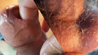 The dude jizz amply putting his thumbs under the foreskin