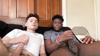 Jocks Wank Off Together And Spray Their Explosions To Porno