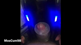 A dude ejaculates for the first-ever time from an automatic masturbator