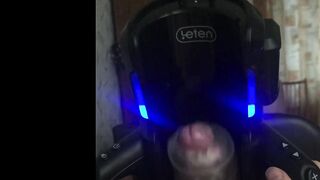 A dude ejaculates for the first-ever time from an automatic masturbator