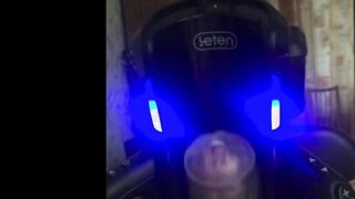 A dude ejaculates for the first-ever time from an automatic masturbator