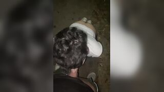 Cruising my mate makes me deepthroat his fat knob in the woods until he makes him jizz in my throat