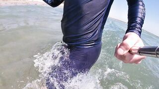 Surfer gets swell in his lycra for the delectation of the people