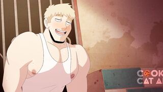 Jock breeding his massive, muscled bf with meaty jugs