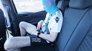 Risky milking in public, uber drive tugging