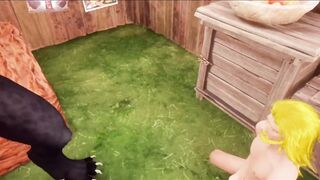 An anthropomorphic panther slurps a handsome boys butt in the woods  NO YELLS