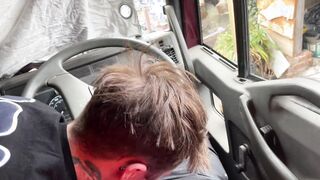 Grindr torrid trucker modest intercourse on his break in public service station