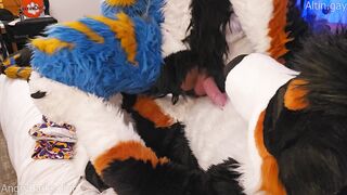 Monstrous mutt trains the tiny kitten how to sit #node #knotfucking