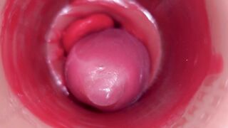 Inwards a Camgirl Cervix POINT OF VIEW Camera in Honeypot with meaty manmeat fucktoy