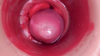 Inwards a Camgirl Cervix POINT OF VIEW Camera in Honeypot with meaty manmeat fucktoy