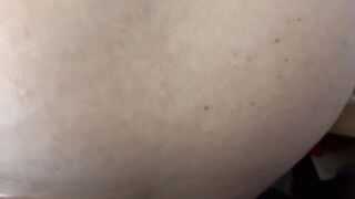 Round butt wiggles while taking fake penis