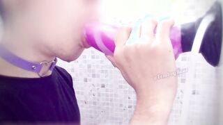 Spunking on my Fake penis then Throating it~