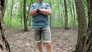 4K Ambling in the woods with an aroused jizz-shotgun