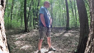 4K Ambling in the woods with an aroused jizz-shotgun