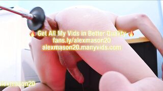 Nice yelling slick stud rump boinked by BIG BLACK COCK faux-cock nuts deep on tear up machine, anal invasion gape internal cumshot