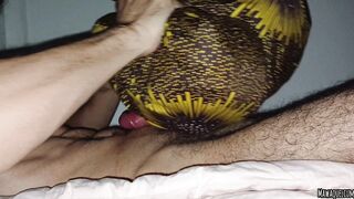 Splendid Dude Polishing on Cushion Until He Ejaculates All Over His Six pack