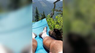 Rubber hood on Spandex hood Uncircumcised Pecker