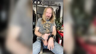 Longhairdude goons and shoots with a glass of champagne, thin denim, Cobra Kai t-tee-shirt